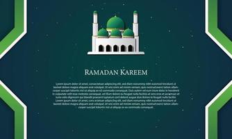 grafica vettoriale del ramadan kareem con moschea e sfondo verde. adatto per biglietto di auguri, carta da parati e altro.