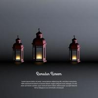 grafica vettoriale del ramadan kareem con lanterna. adatto per biglietti di auguri, sfondi e altro.