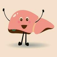 cartone animato felice sano fegato umano vettore
