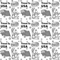 viaggio negli stati uniti doodle seamless pattern vector design