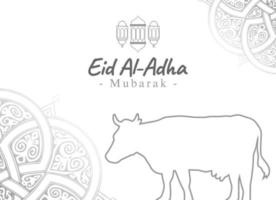 design illustrazione vettoriale eid adha mubarak con stile schizzo completo di illustrazione animale. adatto per biglietti di auguri, poster e banner.