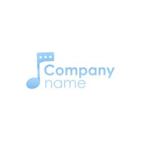 Social network per musicisti. Logo sfumato con nota musicale e messaggio. Logotipo piatto vettore