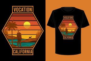 vocazione california design retrò vintage t-shirt vettore