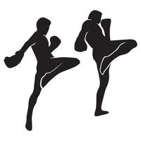 kick boxing silhouette di arte marziale mista vettore