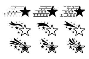 impostare emblemi di stelle cadenti isolato sfondo bianco vettore