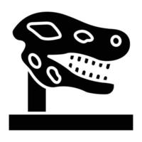 icona del glifo fossile di dinosauro vettore