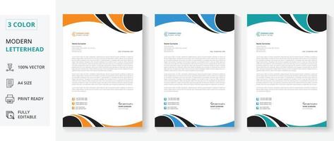 pacchetto di modelli di progettazione di carta intestata aziendale moderna. disegno di carta intestata astratto blu, arancione e rosso vettore