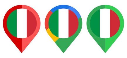 icona dell'indicatore di mappa piatta con bandiera italiana isolata su sfondo bianco vettore
