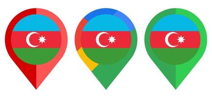 icona dell'indicatore di mappa piatta con bandiera azerbaigiana isolata su sfondo bianco vettore