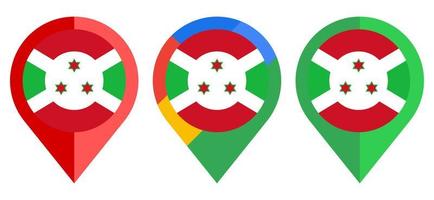 icona dell'indicatore di mappa piatta con bandiera burundi isolata su sfondo bianco vettore