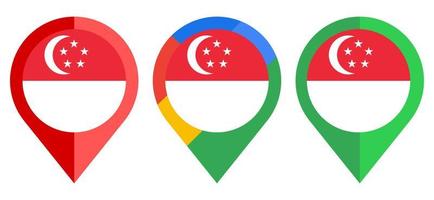 icona dell'indicatore di mappa piatta con bandiera di Singapore isolata su sfondo bianco vettore