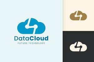 logo cloud o dati in stile moderno con colore blu vettore