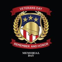 giorno dei veterani. onorando tutti coloro che hanno servito. distintivi, simboli di ricordo e rispetto vettore
