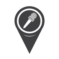Icona del microfono di notizie puntatore della mappa vettore
