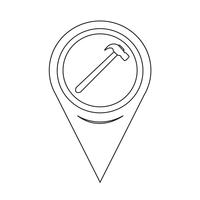 Icona del martello puntatore della mappa vettore