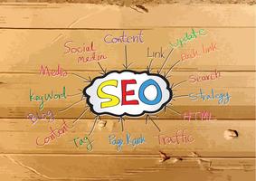 Seo Idea SEO Search Engine Optimization sull&#39;illustrazione di struttura del cartone vettore