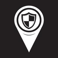 Icona di protezione del segno dello scudo del puntatore della mappa vettore