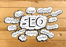 Seo Idea SEO Search Engine Optimization sull&#39;illustrazione di struttura del cartone vettore