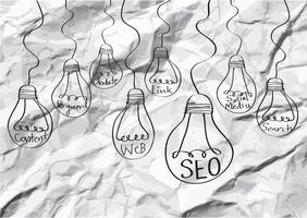 SEO SEO Search Engine Optimization su carta stropicciata vettore