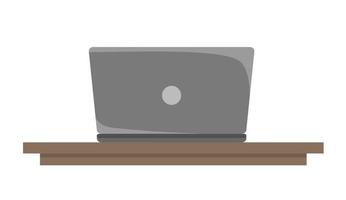 portatile sul tavolo in stile cartone animato. illustrazione vettoriale isolato su uno sfondo bianco