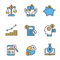 set di icone di alfabetizzazione finanziaria vettore