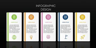 modello di infografica vettoriale e business icona con 5 passaggi.