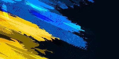 bandiera dell'ucraina con concetto di pennello ed effetto mezzitoni. bandiera dell'ucraina in stile grunge. prega per l'Ucraina. bandiera a pennello dipinta a mano del paese dell'ucraina vettore