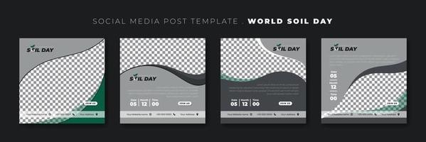 set di modelli di post sui social media con sfondo ondulato. design del modello di giornata mondiale del suolo. vettore