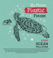 illustrazione grafica vettoriale silhouette tartaruga marina, niente più poster di plastica