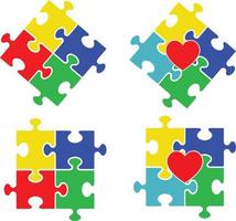 vettore di cuore di puzzle di autismo