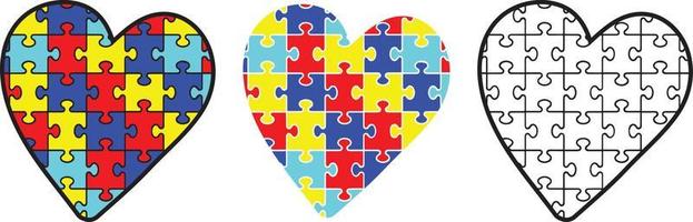 file di vettore del cuore di puzzle di autismo