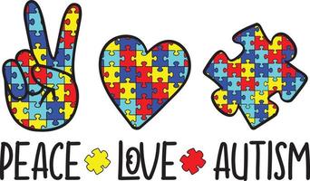 vettore di autismo amore pace