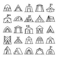 le icone della tenda hanno impostato la linea art vettore
