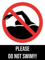 per favore non nuotare segno vettore