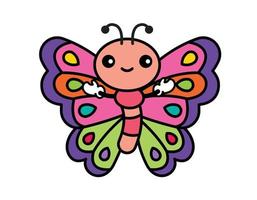 cartone animato colorato farfalla carattere accogliente gesto delle mani. farfalla con motivo ad ali beuatifil. illustrazione del carattere vettoriale