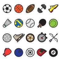varie icone piatte di colore sportivo vettore
