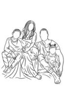 famiglia con amore felice moglie e marito con bambino e bambino linea arte illustrazione vettore