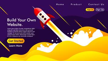 Web design e landing page con un razzo Vettore gratuito