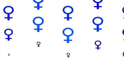 texture vettoriale blu chiaro con simboli dei diritti delle donne.