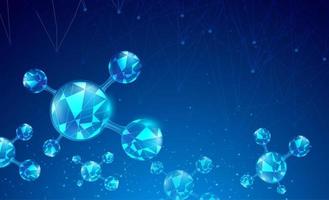 sfondo di scienza astratta con elementi di molecole. sfondo blu sfumato con dna molecolare per concetti medici, scientifici e tecnologici. illustrazione vettoriale