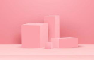mockup di podio 3d rosa astratto per la presentazione del prodotto. Modello di vetrina per esposizione di podio o scenografia 3d. illustrazione vettoriale