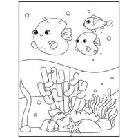 Disegni da colorare animali oceanici per bambini vettore