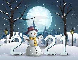 felice anno nuovo 2021 sullo sfondo della notte invernale vettore