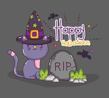 Cartoni animati di gatto di Halloween vettore