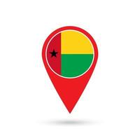 puntatore mappa con paese guinea-bissau. bandiera della Guinea Bissau. illustrazione vettoriale. vettore