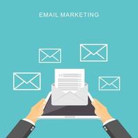 marketing via email. design piatto e-mail. illustrazione di posta elettronica. vettore