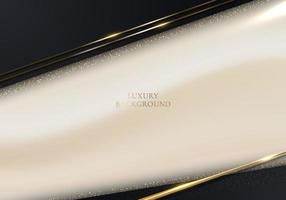 3d modello di lusso moderno design strisce nere e dorate con luce dorata glitterata che scintilla su sfondo crema vettore