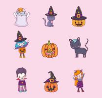 Set di cartoni animati di halloween vettore