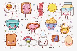 Simpatici cartoni animati kawaii colazione dolce