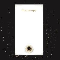 modello per un oroscopo. un elegante poster per un oroscopo zodiacale esoterico per un logo o un poster, su sfondo nero con stelle vettore